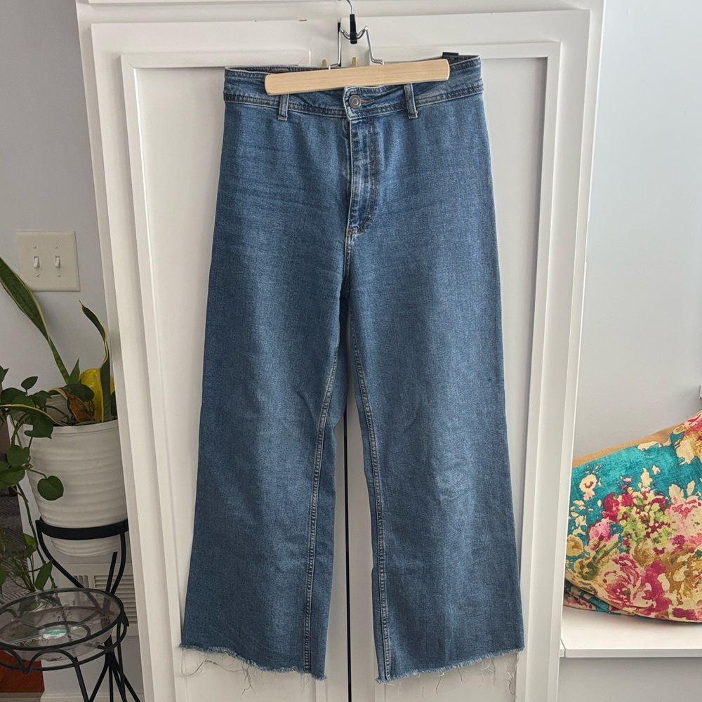 Zara Wide Leg Sailor Marine Jeans 8 - Picture 2 of 4
